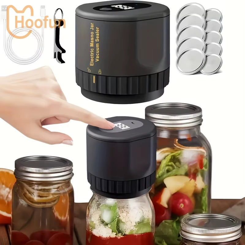5W Lithium Battery Powered Semi-Automatic Mason Can Sealer - LED Digital Vacuum Sealer, Used for Kitchen Bottles and Cans, Prese