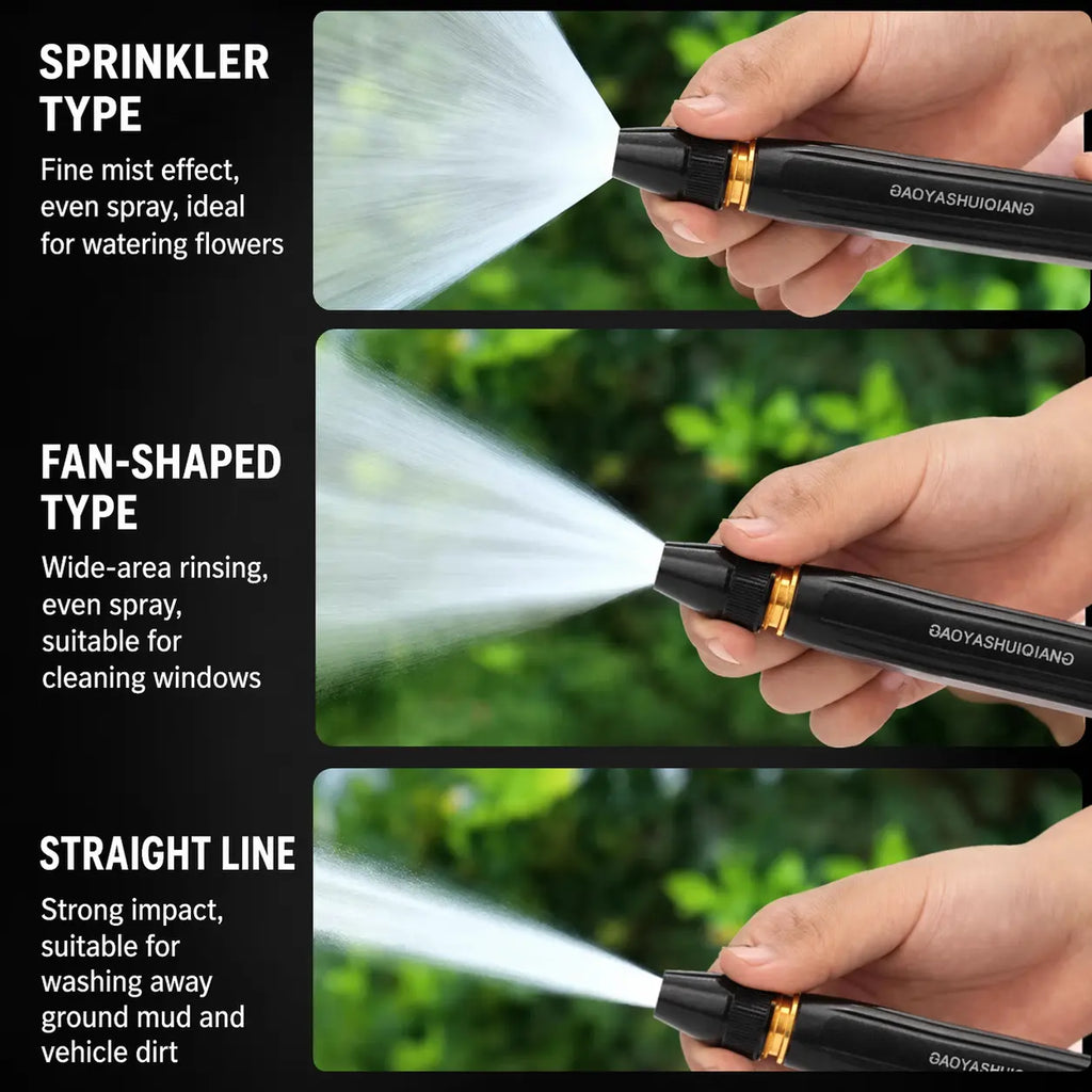 Car Wash Water Garden Hose Sprayer,Metal Heavy Duty High Pressure Water Hose Anti-Leakage Hose Nozzle with 3 Adjustable Spray Modes for Garden Watering & Car Pet Washing Rinsing Floor