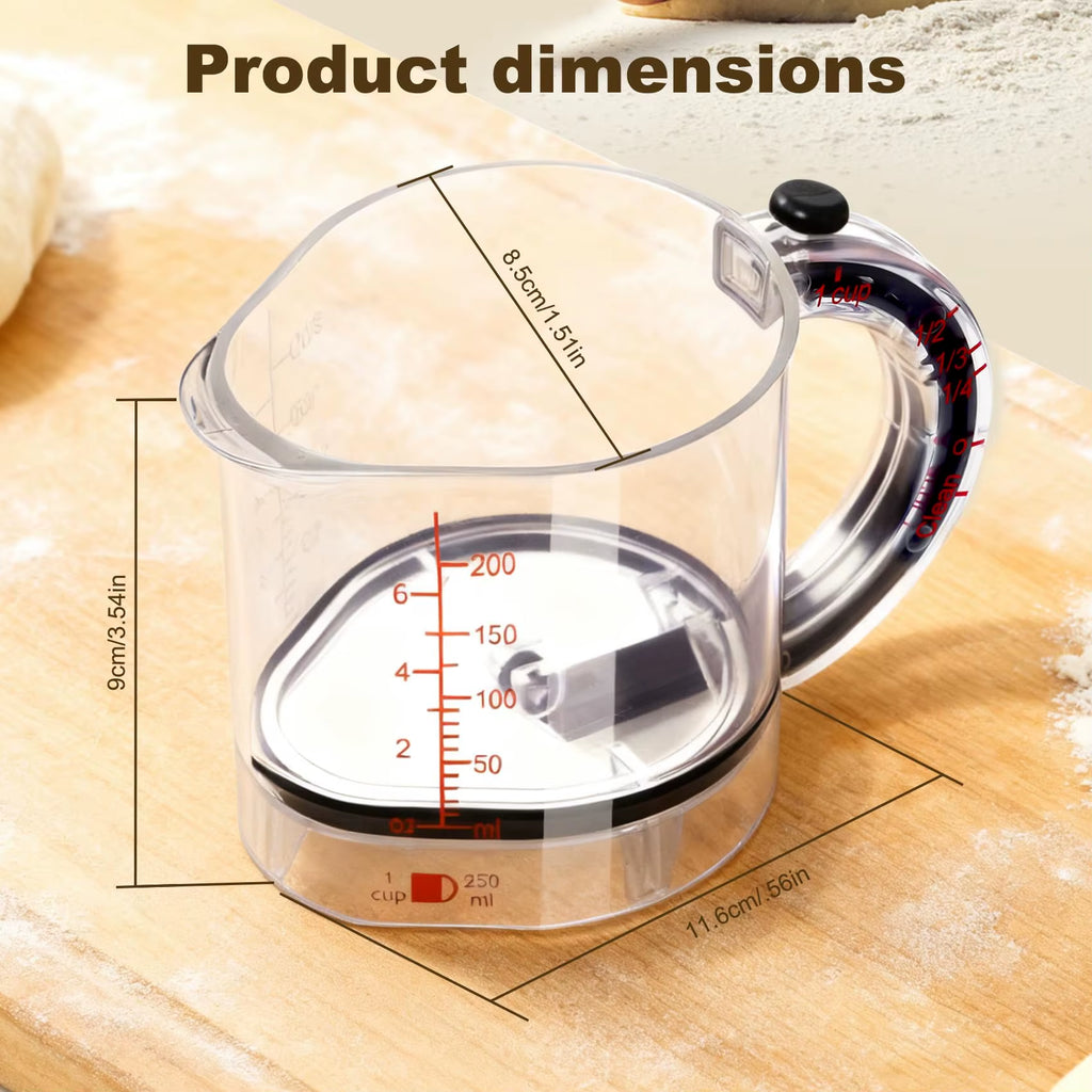 4-IN-1 Measuring Cup Adjustable Multifunctional Measuring Cup with Scraper-Style Seal Base Kitchen Cube Cups Tools for Cooking