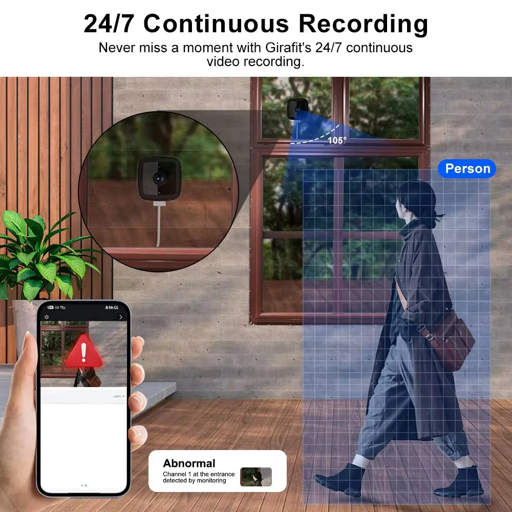 1080P Window Wifi Camera Two-Way Audio Full Color Night Vision Indoor Home Security Baby Monitor through Window Camera