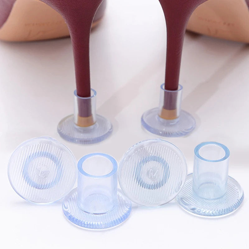 4Pcs Non-Slip High Heel Protector Covers High Heels round Protective Stoppers Wearable Silence Heel Cover Shockproof Accessory