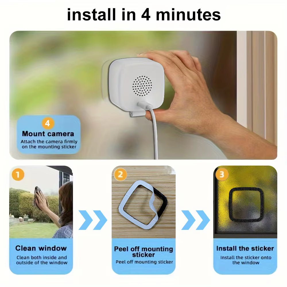 1080P Window Wifi Camera Two-Way Audio Full Color Night Vision Indoor Home Security Baby Monitor through Window Camera