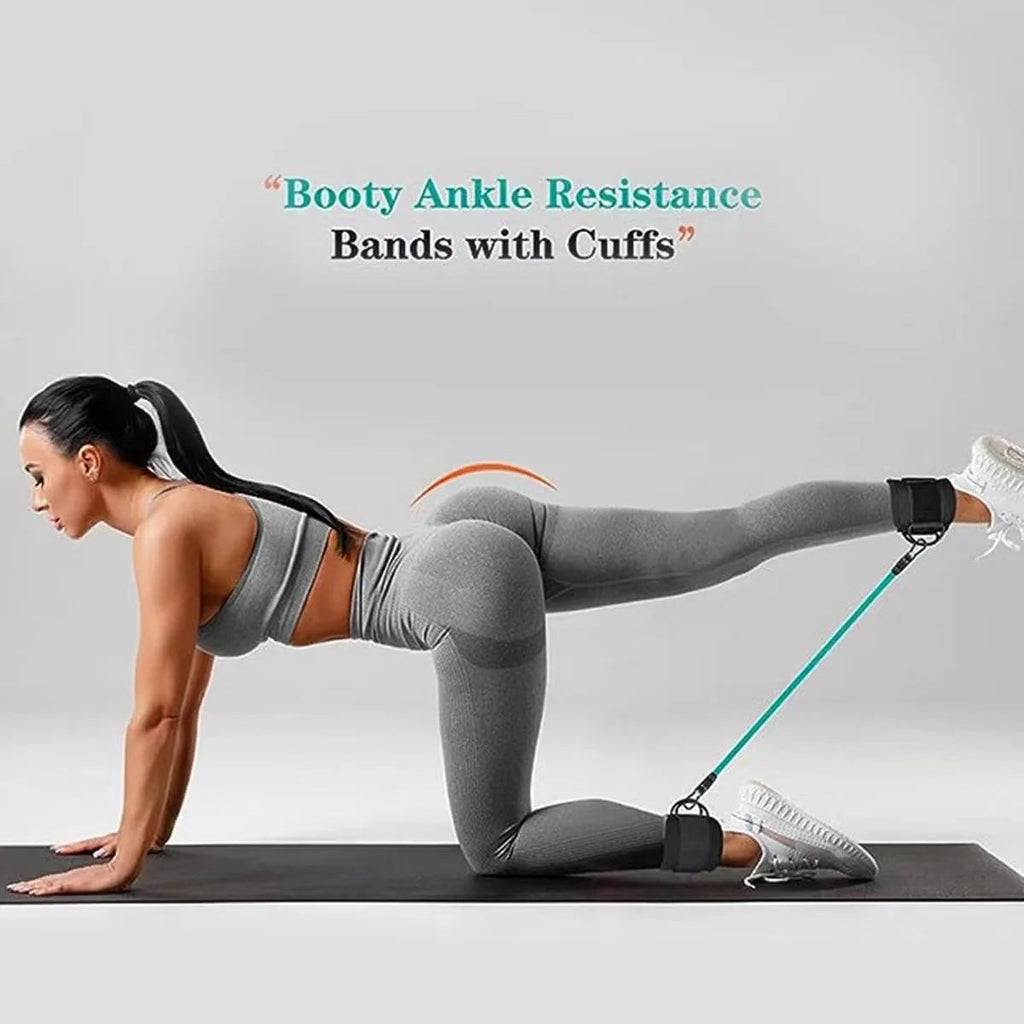 Ankle Resistance Bands with Cuffs for Women & Men - 3-Level Adjustable Leg & Glute Workout Equipment, Portable Home Gym Exercise Bands for Kickbacks, Hip Thrusts, Yoga, Strength Training