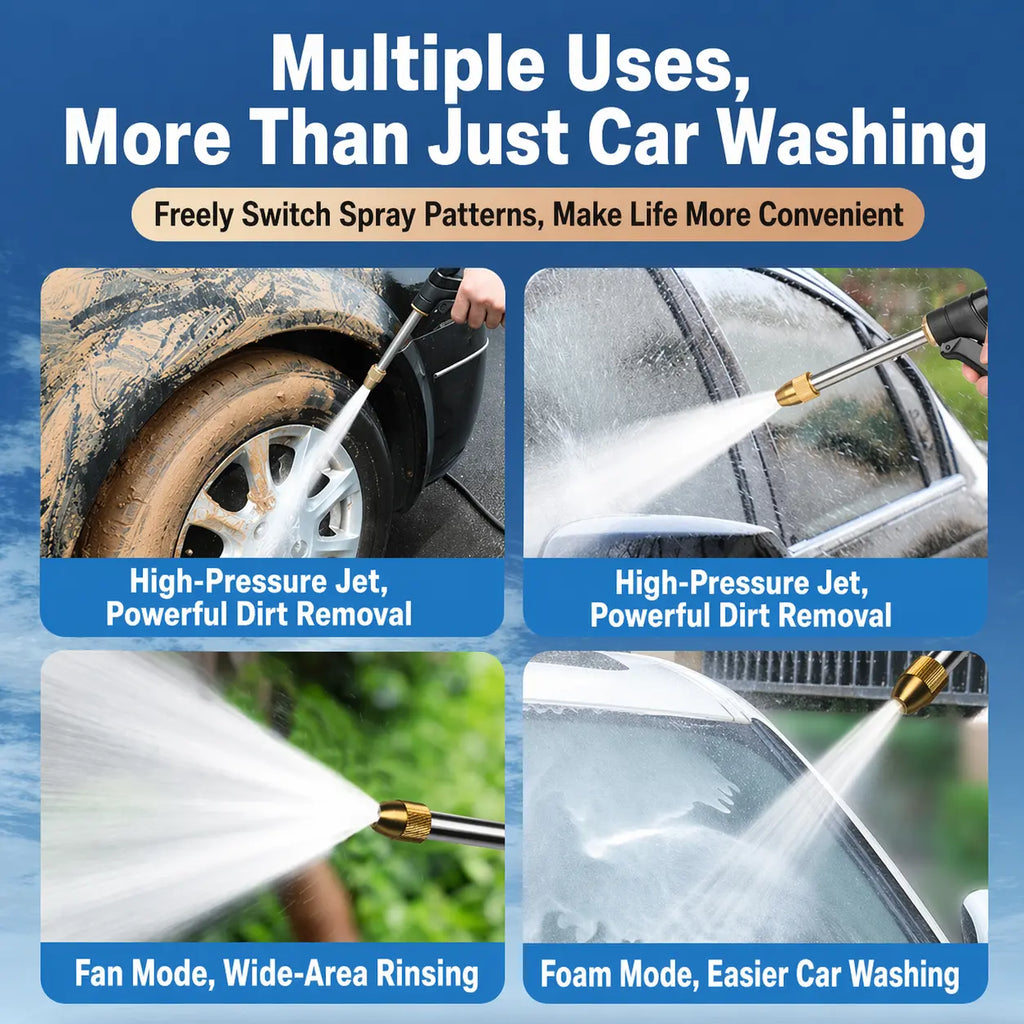 Car Wash Water Garden Hose Sprayer,Metal Heavy Duty High Pressure Water Hose Anti-Leakage Hose Nozzle with 3 Adjustable Spray Modes for Garden Watering & Car Pet Washing Rinsing Floor