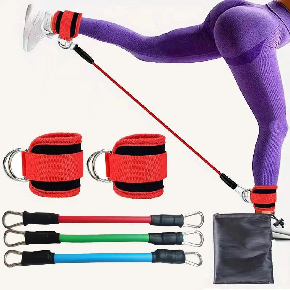 Ankle Resistance Bands with Cuffs for Women & Men - 3-Level Adjustable Leg & Glute Workout Equipment, Portable Home Gym Exercise Bands for Kickbacks, Hip Thrusts, Yoga, Strength Training